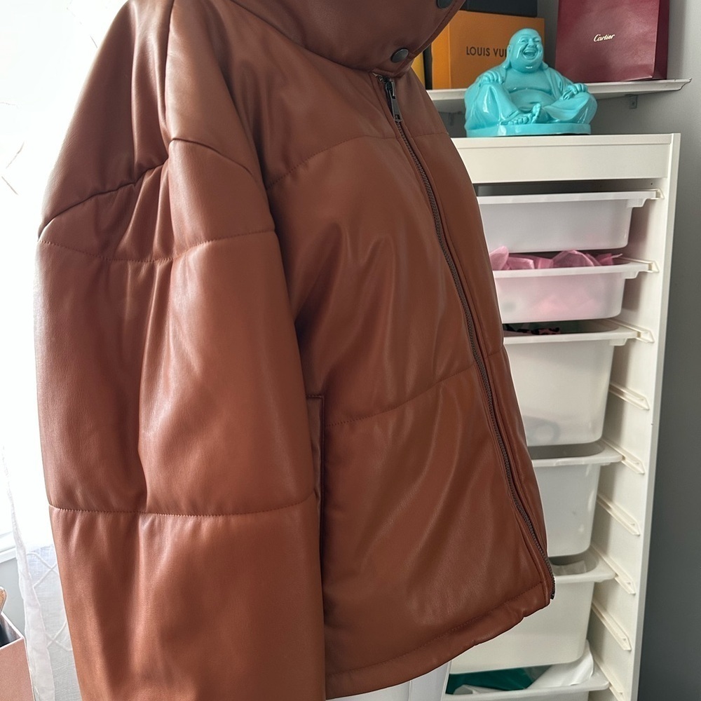 Anthropologie Brown Faux Leather Jacket - Picture 7 of 7